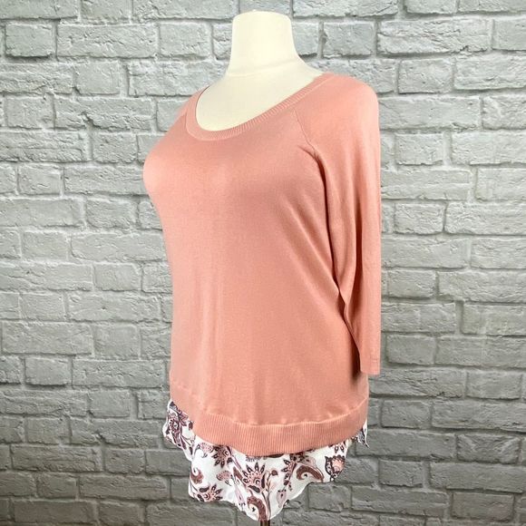 NWT Torrid Pink Raglan Layered Sweater - Picture 6 of 8